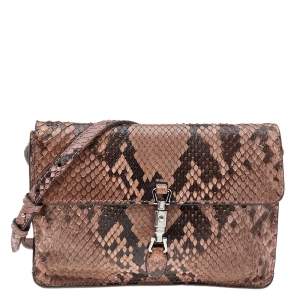 Gucci Beige/Dark Brown Python Leather Jackie Crossbody Bag