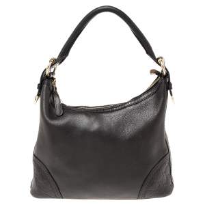 Pre Owned Gucci Black Guccissima Leather Signoria Hobo