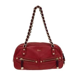 Pre Owned Gucci Red Leather Capri Bowler Bag