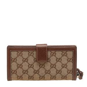 Gucci Beige/Brown GG Canvas And Leather Wallet