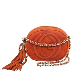 Pre Owned حقيبة كتف غوتشي ميني سوهو ديسكو جلد نوبوك سينامون بني 