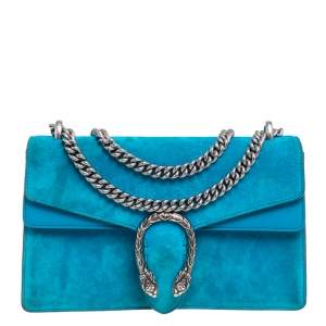 Pre Owned Gucci Blue Suede Small Dionysus Shoulder Bag
