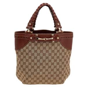 مملوكة مسبقًا Gucci Beige/Brown GG Canvas And Leather Sukey Tote