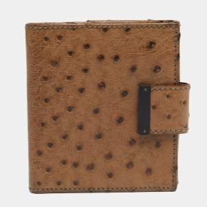 Gucci Brown Ostrich Compact Wallet