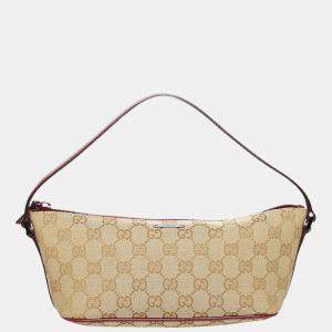مملوكة مسبقًا Gucci Beige GG Canvas Boat Baguette