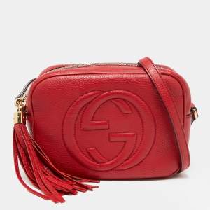 Pre Owned Gucci Red Leather Soho Disco Crossbody Bag