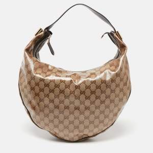 مملوكة مسبقًا Gucci Beige/Brown GG Crystal Canvas Duchessa Hobo