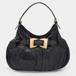 Gucci Black Leather Large Queen Hobo