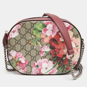 Pre Owned Gucci Multicolor GG Supreme Blooms Canvas and Leather Mini Chain Crossbody Bag