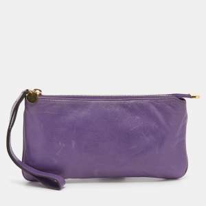 Gucci Purple Leather Wristlet Clutch