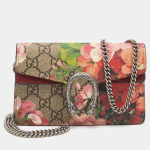 Pre Owned Gucci Multicolor Blooms Print GG Supreme Canvas Super Mini Dionysus Crossbody Bag
