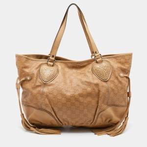 Pre Owned Gucci Beige Guccissima Leather Tribeca Tote