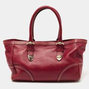 Pre Owned Gucci Red Leather Medium Signoria Tote
