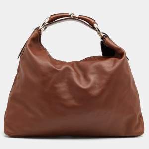 Pre Owned Gucci Brown Leather Horsebit Hobo