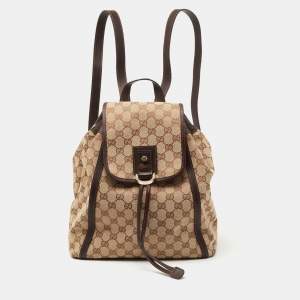 Pre Owned Gucci Beige/Ebony GG Canvas Abbey Backpack