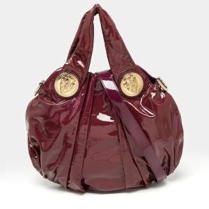 Pre Owned Gucci Purple Patent Leather Hysteria Hobo
