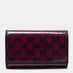 Gucci Fuchsia/Black Crystal GG Canvas and Leather Trifold Wallet