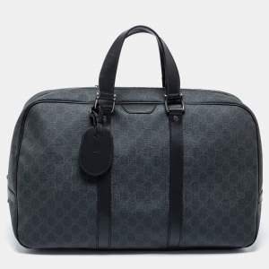 مملوكة مسبقًا حقيبة بوسطن غوتشي جلد وكانفاس سوبريم جي جي أسود 