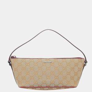 مملوكة مسبقًا Gucci Brown/Beige GG Canvas Boat Baguette