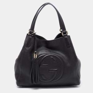 Pre Owned Gucci Black Leather Medium Soho Tote