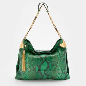 Gucci Green Python Leather Shoulder Bag