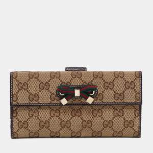 Gucci Beige/Brown GG Canvas and Leather Continental Wallet