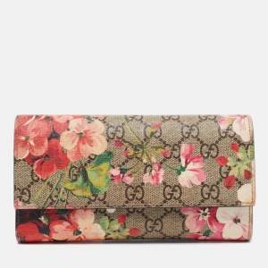 Gucci Multicolor GG Supreme Canvas Blooms Continental Wallet 