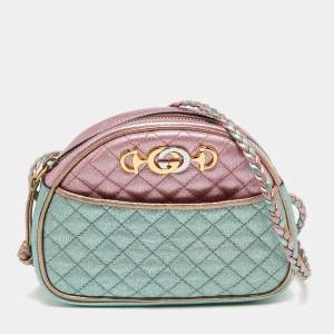 Pre Owned Gucci Tri Color Quilted Leather Mini Trapuntata Crossbody Bag