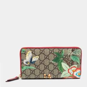 مملوكة مسبقًا Gucci Multicolor GG Supreme Canvas Tian Zip Around Continental Wallet