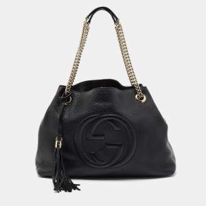 Pre Owned Gucci Black Leather Medium Soho Chain Shoulder Bag