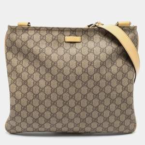 مملوكة مسبقًا Gucci Cream/Beige GG Supreme Canvas and Leather Messenger Bag