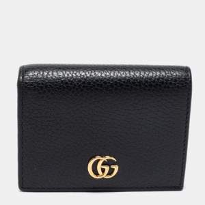 مملوكة مسبقًا Gucci Black Leather GG Marmont Card Case