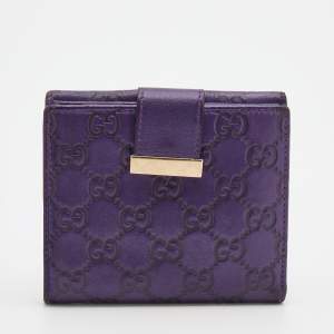 Gucci Metallic Purple Guccissima Leather Compact Wallet
