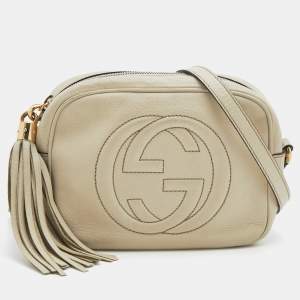 Pre Owned Gucci Cream Leather Small Soho Disco Shoulder Bag