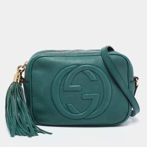 Pre Owned Gucci Green Leather Small Soho Disco Crossbody Bag