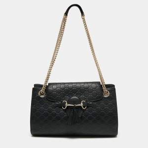 Pre Owned Gucci Black Guccisima Leather Emily Shoulder Bag