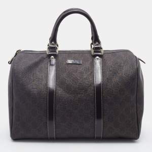 مملوكة مسبقًا Gucci Dark Brown GG Supreme Canvas And Leather Joy Boston Bag