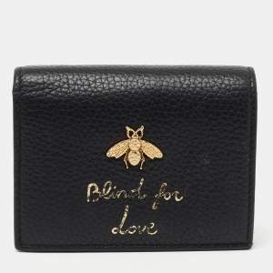 Gucci Black Leather Animalier Card Case