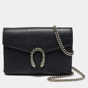مملوكة مسبقًا Gucci Black Leather Dionysus Wallet on Chain 