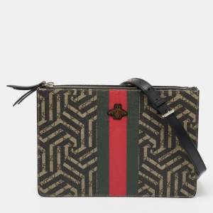 مملوكة مسبقًا Gucci Beige GG Supreme Canvas And Leather Caleido Web Messenger Bag
