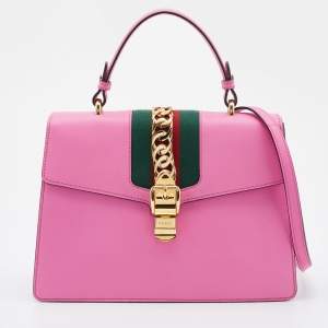 Gucci Pink Leather Medium Sylvie Top Handle Bag