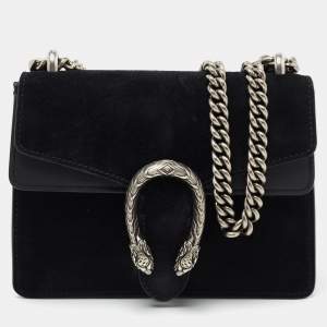 مملوكة مسبقًا Gucci Black Suede and Leather Mini Dionysus Shoulder Bag