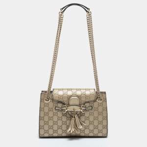 Pre Owned Gucci Gold Guccissima Leather Small Emily Shoulder Bag