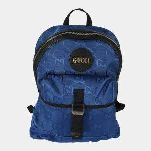 Gucci Blue Econyl Monogram Off The Grid Backpack