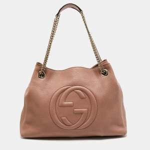 مملوكة مسبقًا Gucci Pink Leather Medium Soho Chain Tote