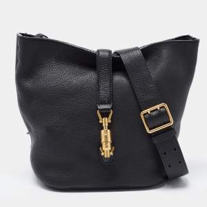 مملوكة مسبقًا Gucci Black Leather Small Jackie Bucket Bag 