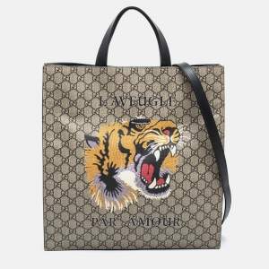 Gucci Beige GG Supreme Canvas L'Aveugle Par Amour Tote