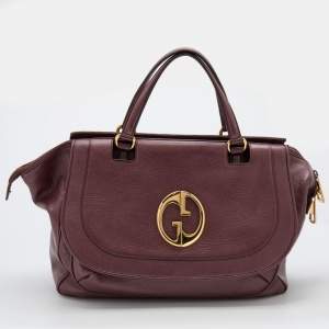 Gucci Burgundy Pebbled Leather 1973 Satchel