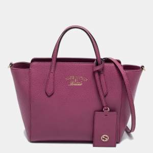 Pre Owned Gucci Old Rose Leather Mini Swing Tote 
