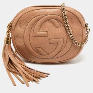 Pre Owned Gucci Beige Leather Mini Soho Round Chain Bag
